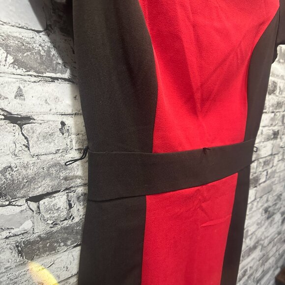 EUC BCX Black & Red Short Sleeve Midi Dress Size 0 - Picture 9 of 16